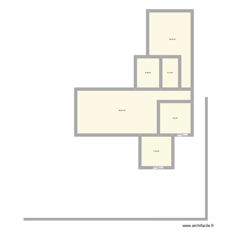 dos. Plano de 6 Habitaciones y 77 m²