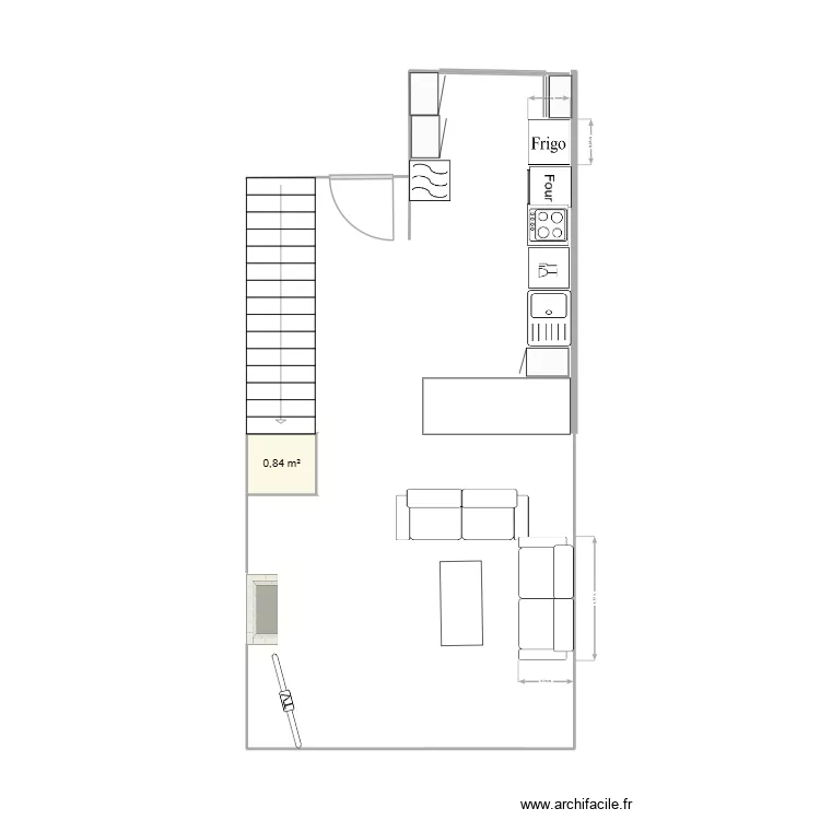 reforma tras obra con cocina 2. Plano de 1 y 1 m² reforma tras obra con cocina 2. Plano de 1 y 1 m²