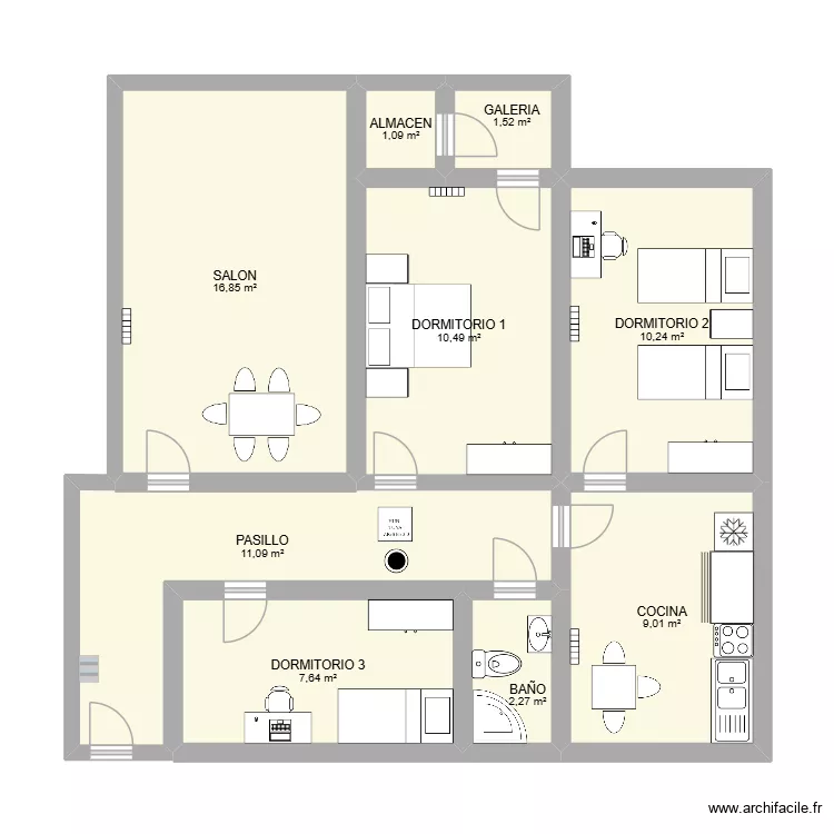 plano 1. Plano de 9  y 70 m²