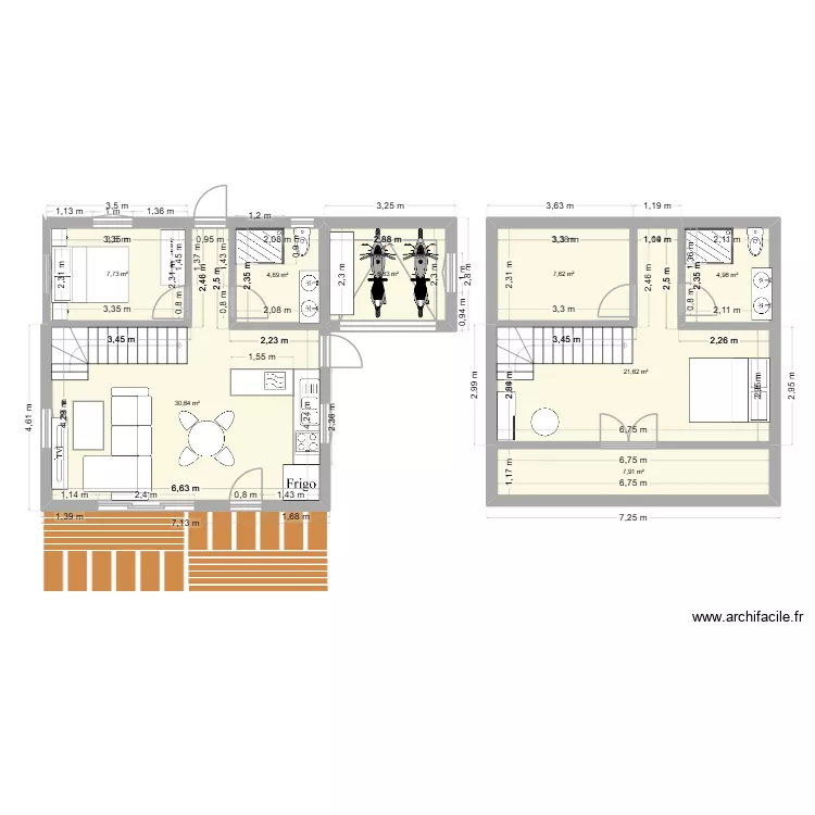 PROYECTO INTERIOR 1RA PLANTA. Plano de 8  y 92 m²