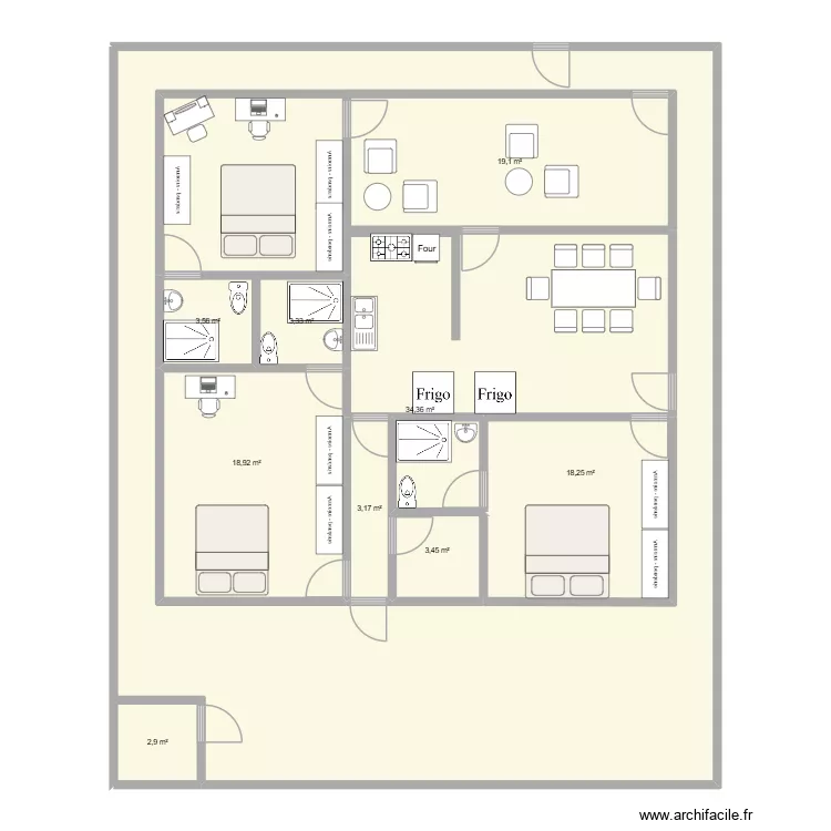casa pequena. Plano de 9 Habitaciones y 272 m² casa pequena. Plano de 9 Habitaciones y 272 m²