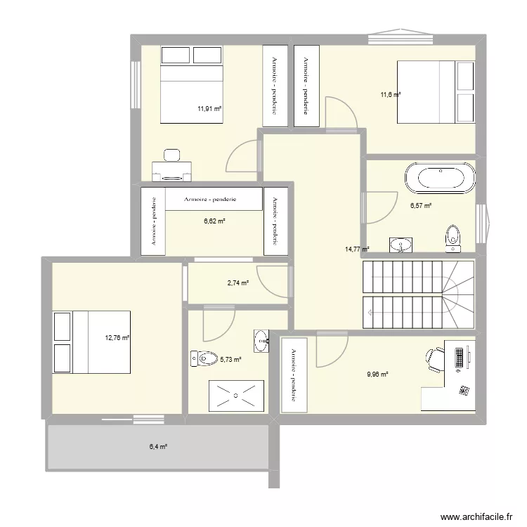 Piso 2. Plano de 10  y 89 m²