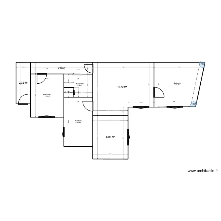 Subur Plan. Plano de 9 habitaciones y 45 m²