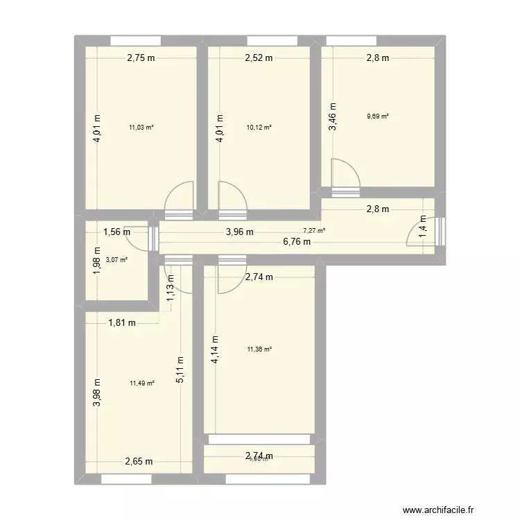 Plano BIZKAI59. Plano de 8 Habitaciones y 66 m² Plano BIZKAI59. Plano de 8 Habitaciones y 66 m²