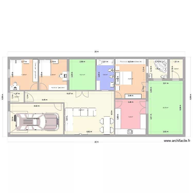 casa 180 muebles. Plano de 12  y 157 m²