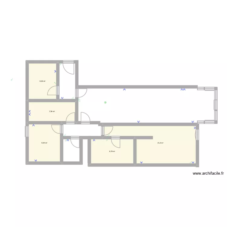 Plano casa. Plano de 5 Habitaciones y 56 m² Plano casa. Plano de 5 Habitaciones y 56 m²