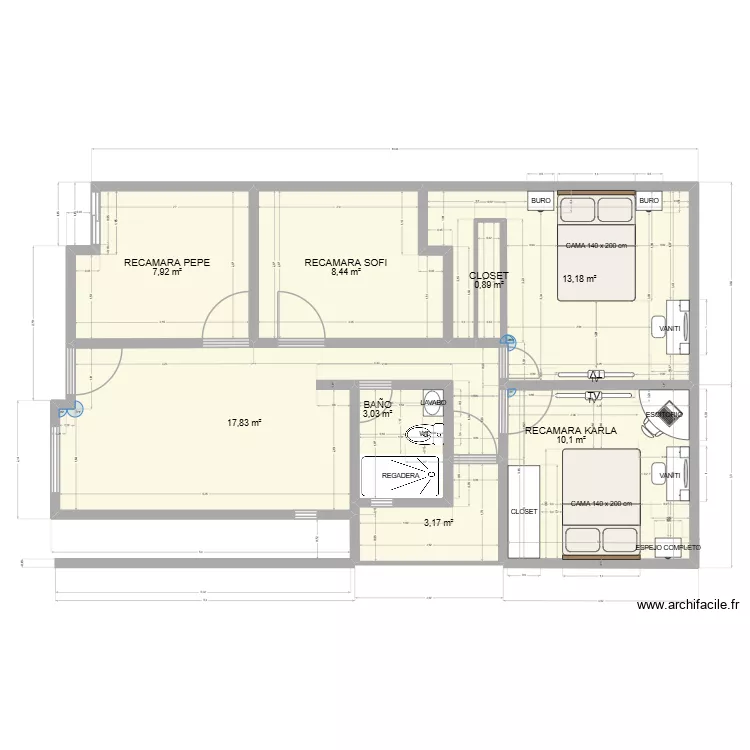 AMPLIACION. Plano de 8  y 65 m²