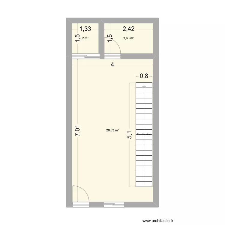 casa. Plano de 3 Habitaciones y 34 m² casa. Plano de 3 Habitaciones y 34 m²