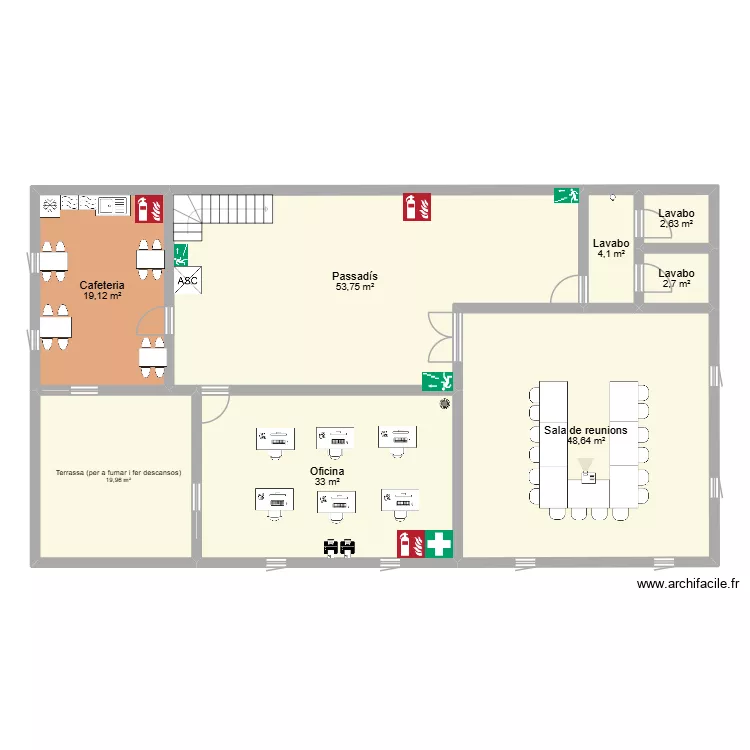 Plan&ograve;l IPO 1a planata. Plano de 8 habitaciones y 184 m²