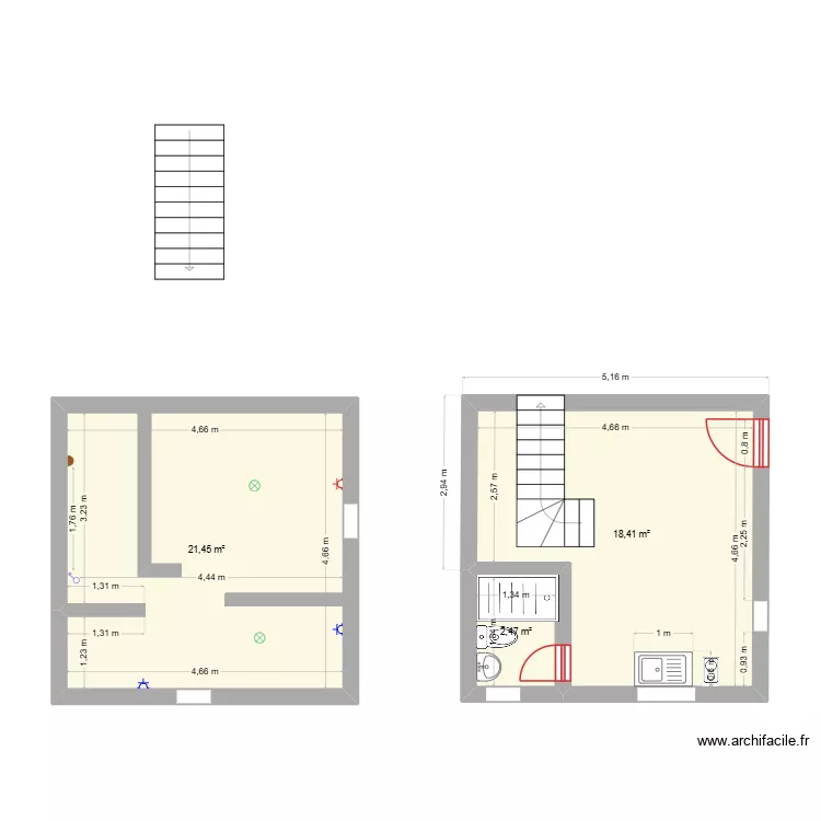 palguin electrico 2. Plano de 3 Habitaciones y 42 m² palguin electrico 2. Plano de 3 Habitaciones y 42 m²