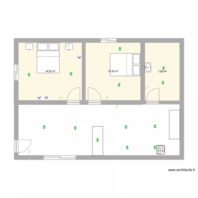 elect. Plano de 3  y 34 m²
