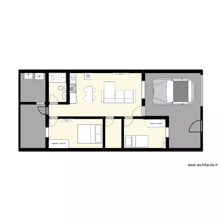 vivienda3. Plano de 8  y 34 m²