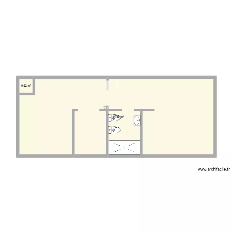 planta 1. Plano de 2  y 45 m²