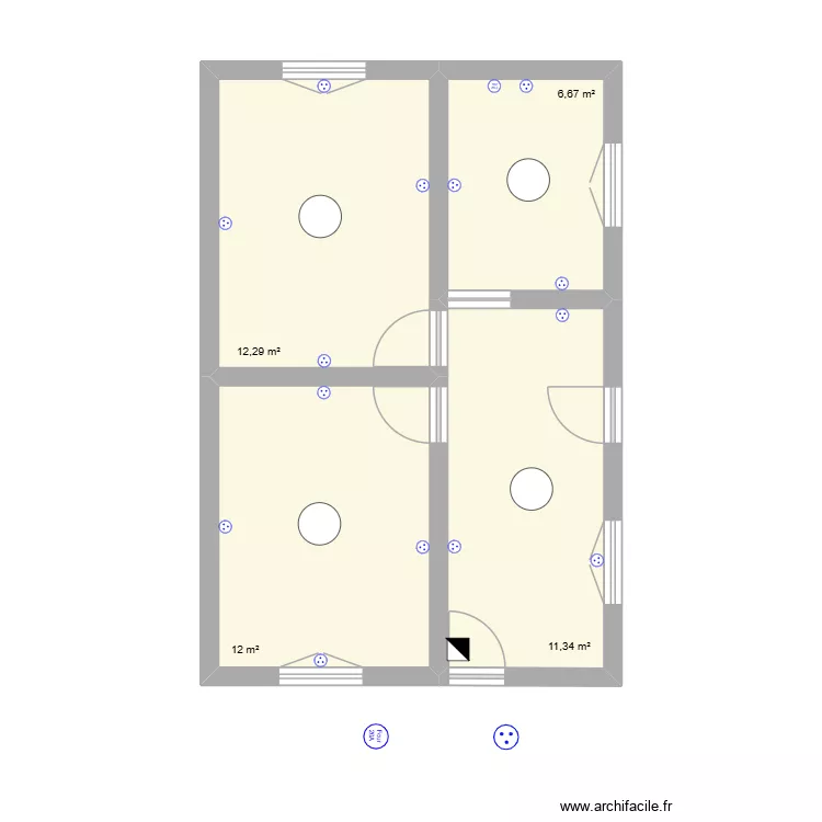 Casa Ricardo. Plano de 4 Habitaciones y 42 m² Casa Ricardo. Plano de 4 Habitaciones y 42 m²