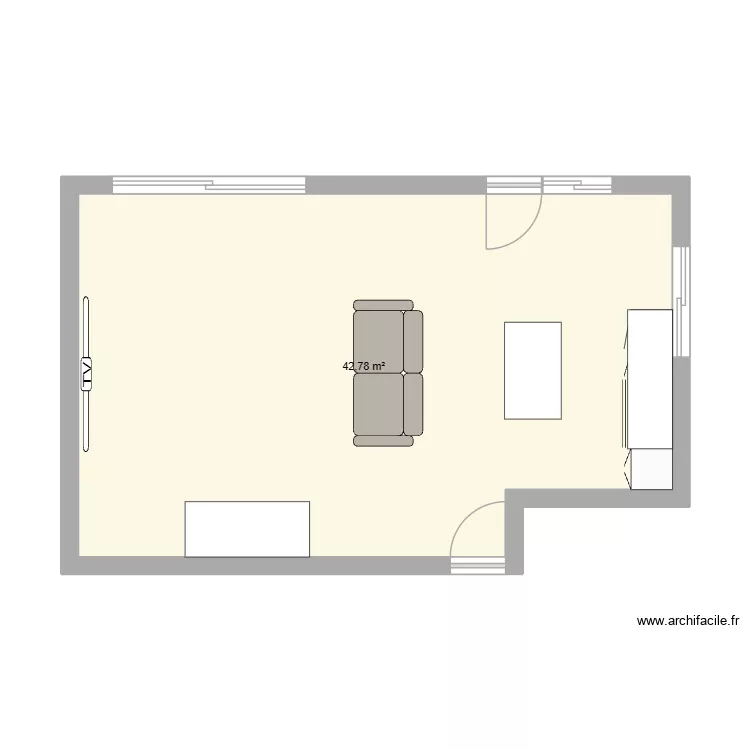 casa. Plano de 1 Sala y 43 m² casa. Plano de 1 Sala y 43 m²