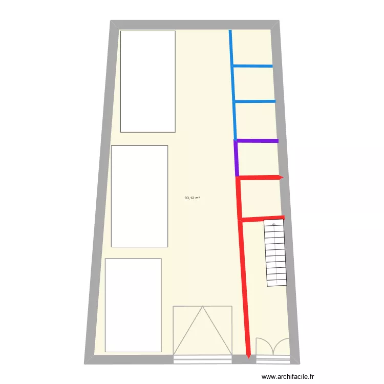 Garaje. Plano de 1  y 93 m²