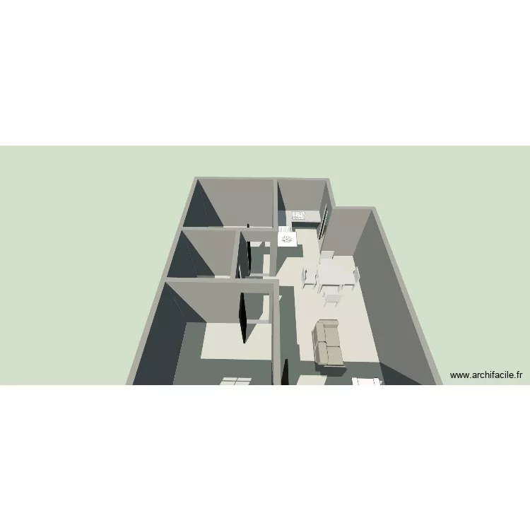 Casa Cielo. Plano de 4 Habitaciones y 44 m²