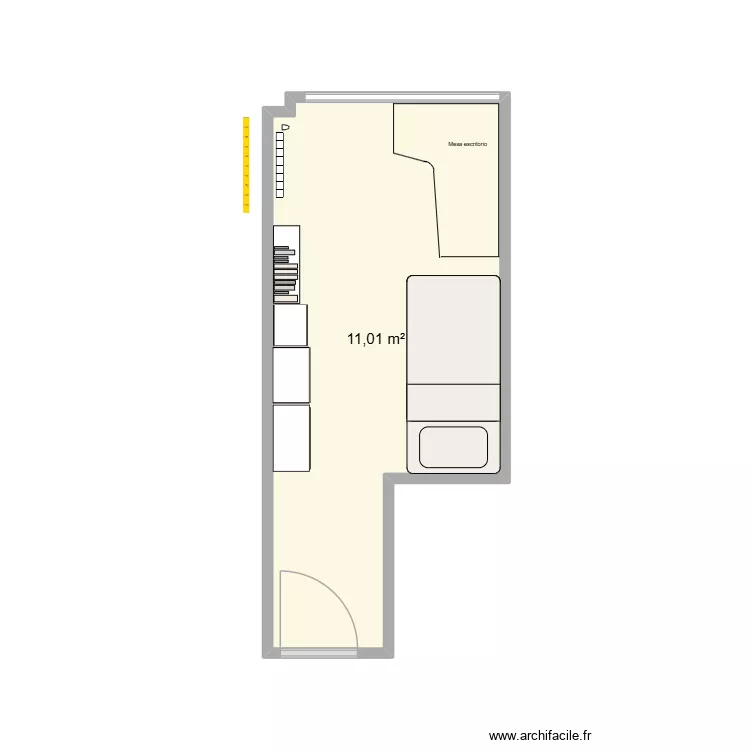 Habitación Actual. Plano de 1 Sala y 11 m² Habitación Actual. Plano de 1 Sala y 11 m²