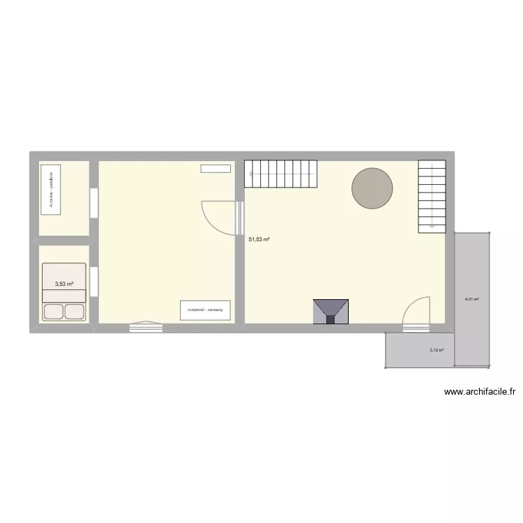 Segunda Planta del Cura 1.0. Plano de 2 Habitaciones y 55 m² Segunda Planta del Cura 1.0. Plano de 2 Habitaciones y 55 m²