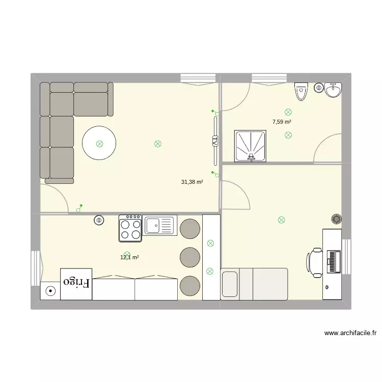 tekno proiektua etxea 3. Plano de 3 Habitaciones y 51 m²