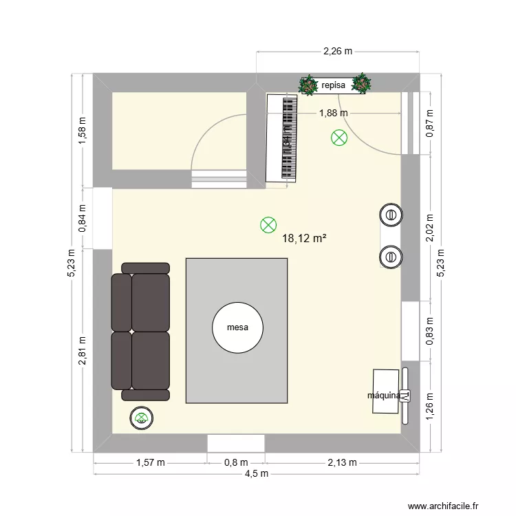 Alonso sala. Plano de 1 Sala y 18 m² Alonso sala. Plano de 1 Sala y 18 m²