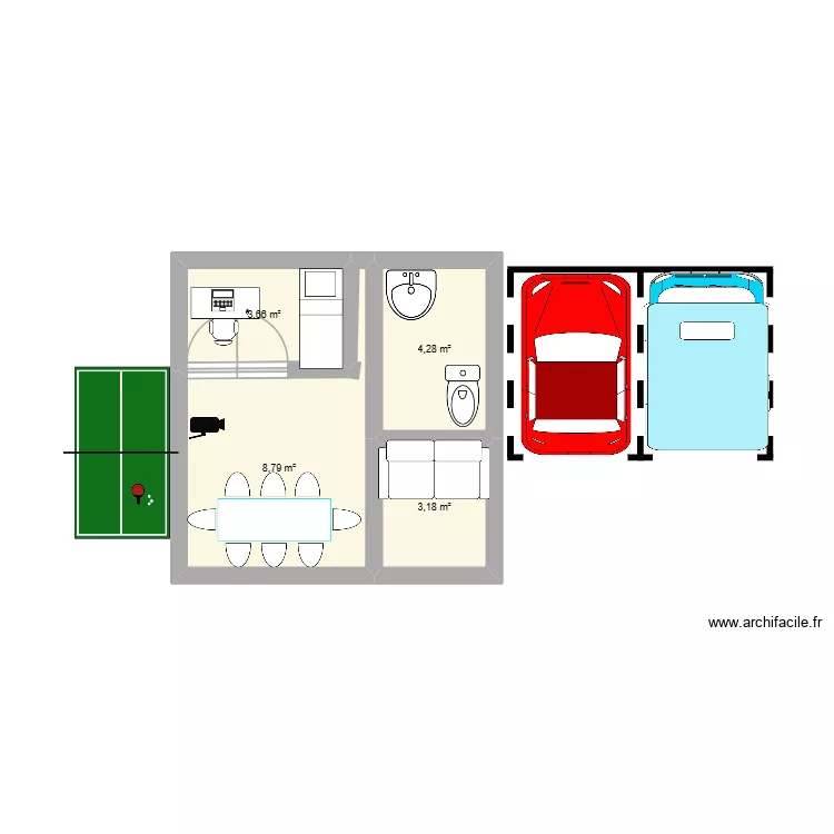 primera casa. Plano de 4  y 20 m²