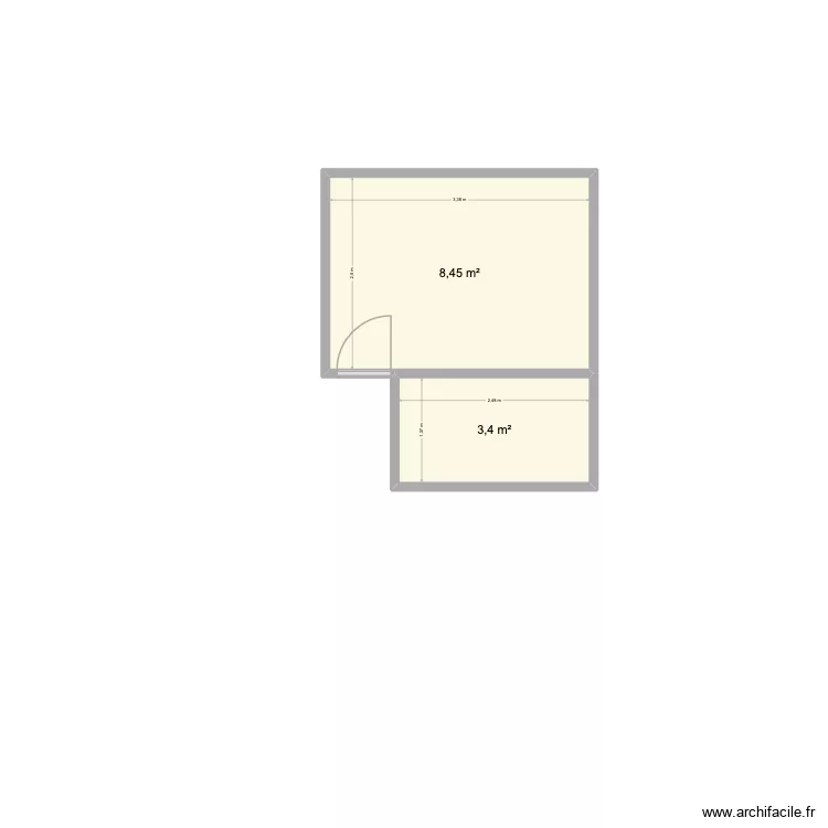 domitorio al fondo cerca de ascensor. Plano de 2  y 12 m²