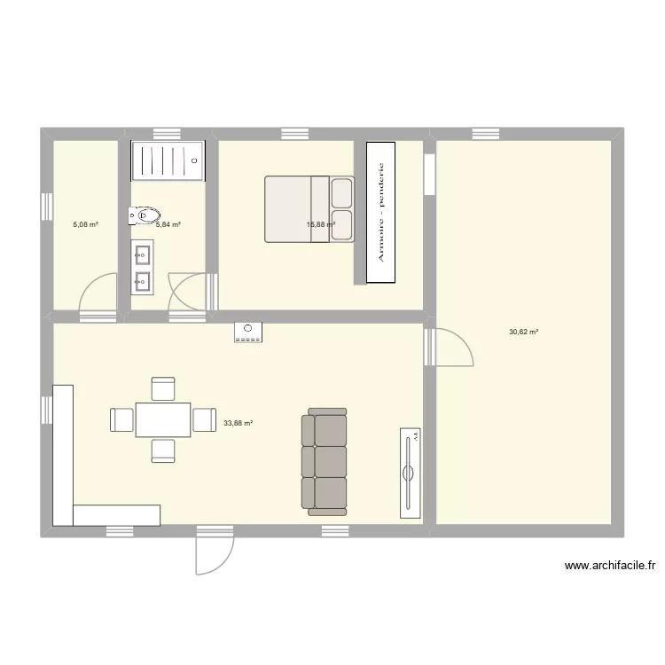 casa hoya versión lidia. Plano de 5 Habitaciones y 91 m² casa hoya versión lidia. Plano de 5 Habitaciones y 91 m²