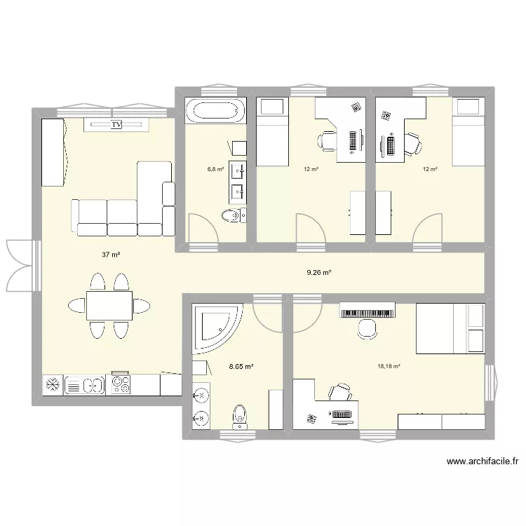 Casa (C) mesa3. Plano de 5  y 95 m²