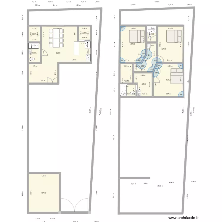 casa atras local. Plano de 11 Habitaciones y 136 m² casa atras local. Plano de 11 Habitaciones y 136 m²