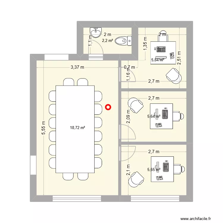 OFICINA BOLI. Plano de 5  y 38 m²