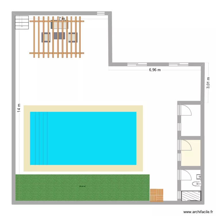 PISCINA JOHANNA Y JUAN LLANO DE BRUJAS. Plano de 1 habitación y 3 m²