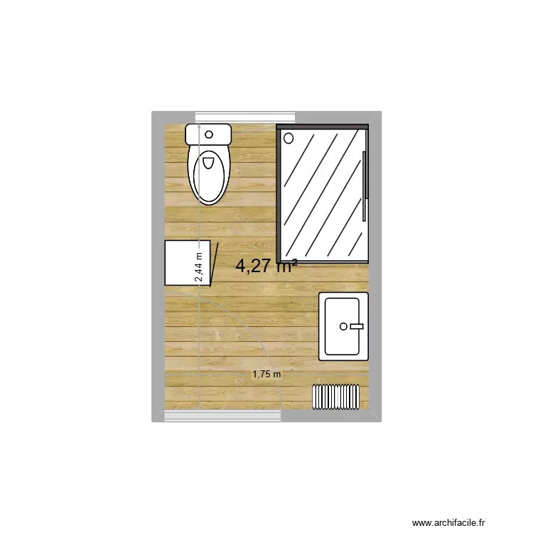 Bany. Plano de 1 Sala y 4 m² Bany. Plano de 1 Sala y 4 m²