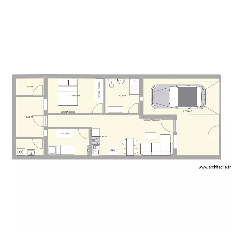vivienda2. Plano de 6  y 74 m²