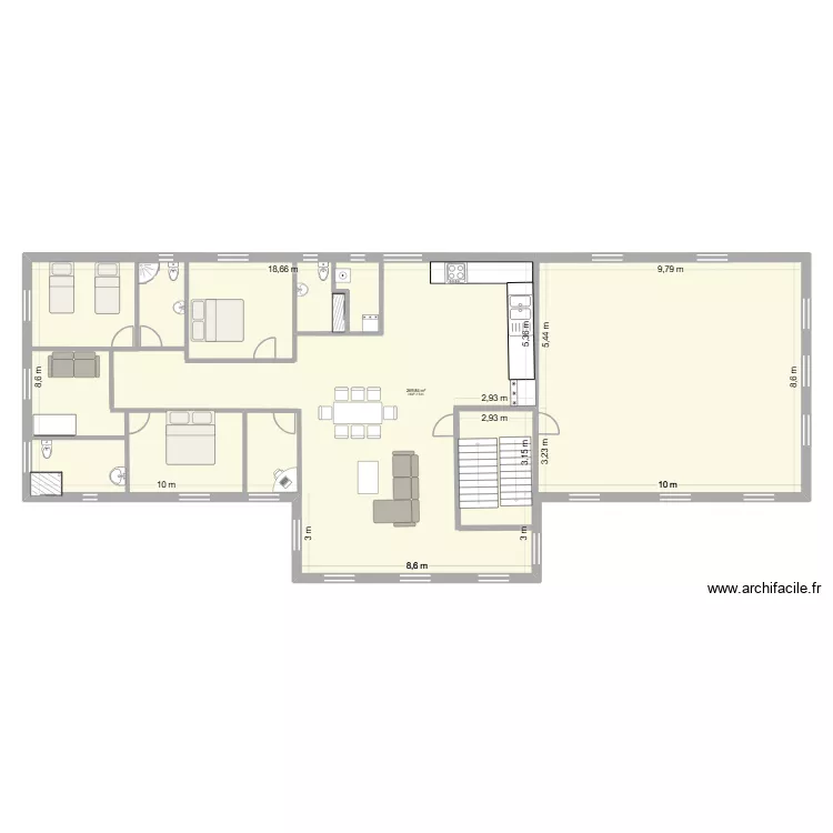 PRIMERO B B. Plano de 1 Sala y 270 m²