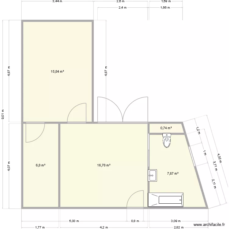 CASA BAJO. Plano de 5 Habitaciones y 48 m² CASA BAJO. Plano de 5 Habitaciones y 48 m²