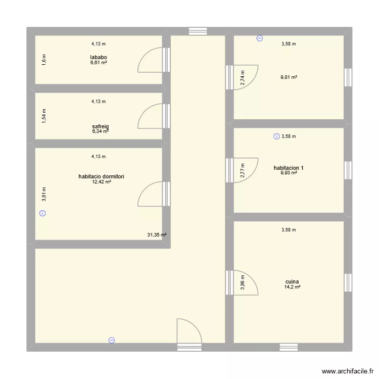 projecta electrcitat telecos. Plano de 7 Habitaciones y 91 m² projecta electrcitat telecos. Plano de 7 Habitaciones y 91 m²