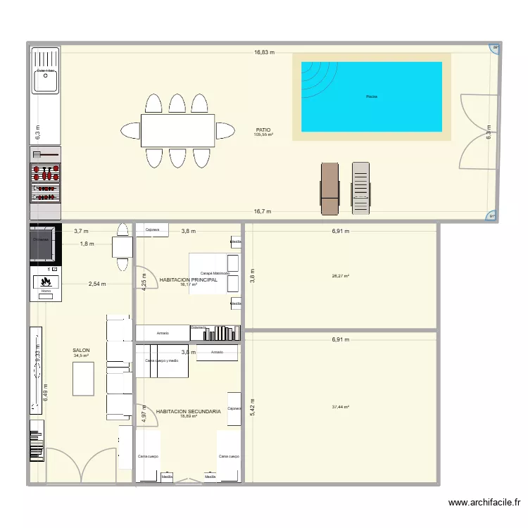 casa. Plano de 6  y 239 m²