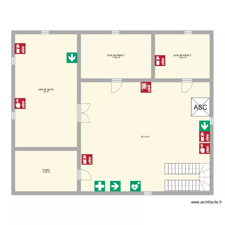 PLANO IPO planta alta. Plano de 5  y 166 m²