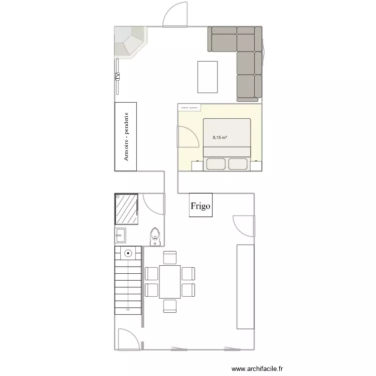 nuevo plano. Plano de 1 Sala y 8 m²