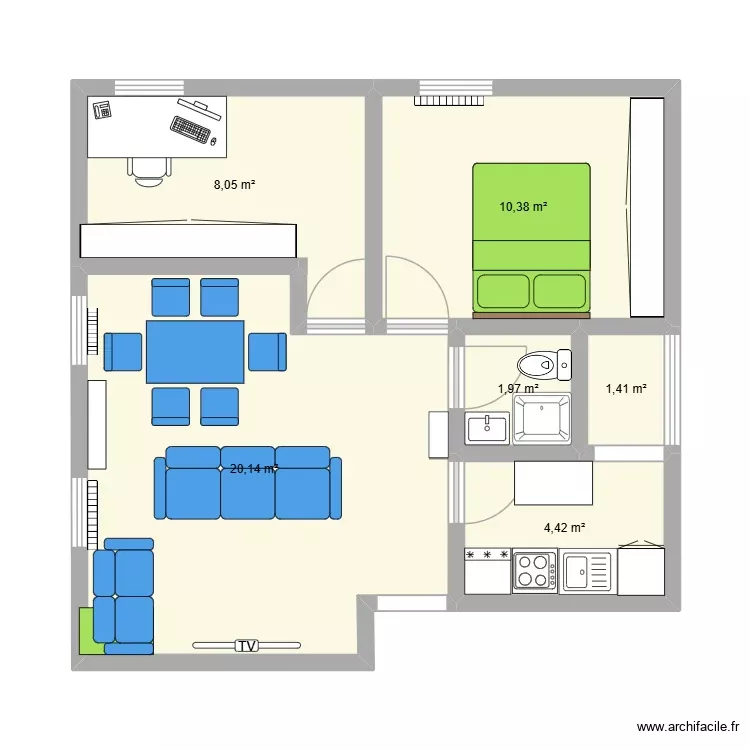 Mi casa idea a. Plano de 6 Habitaciones y 46 m² Mi casa idea a. Plano de 6 Habitaciones y 46 m²