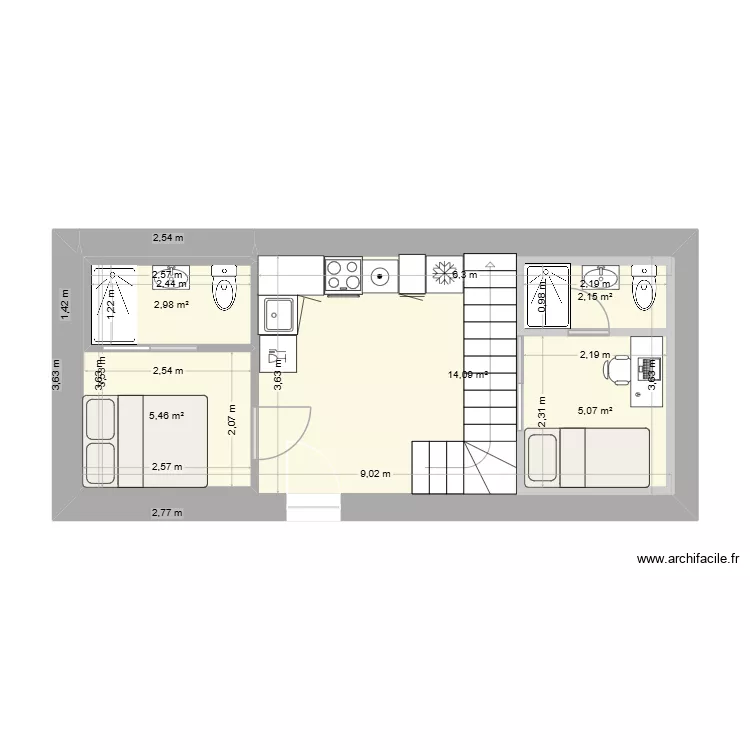 Plano de mi casa. Plano de 5 Habitaciones y 38 m² Plano de mi casa. Plano de 5 Habitaciones y 38 m²