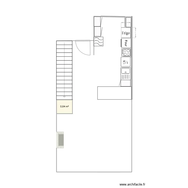 reforma tras obra con cocina. Plano de 1 y 1 m² reforma tras obra con cocina. Plano de 1 y 1 m²