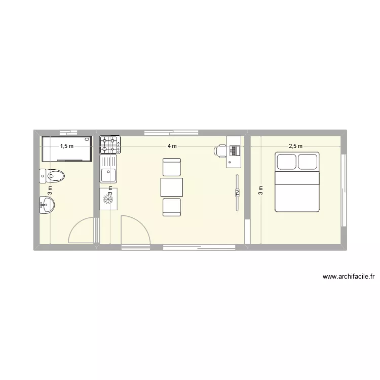 Casa 7x3. Plano de 3 y 24 m² Casa 7x3. Plano de 3 y 24 m²