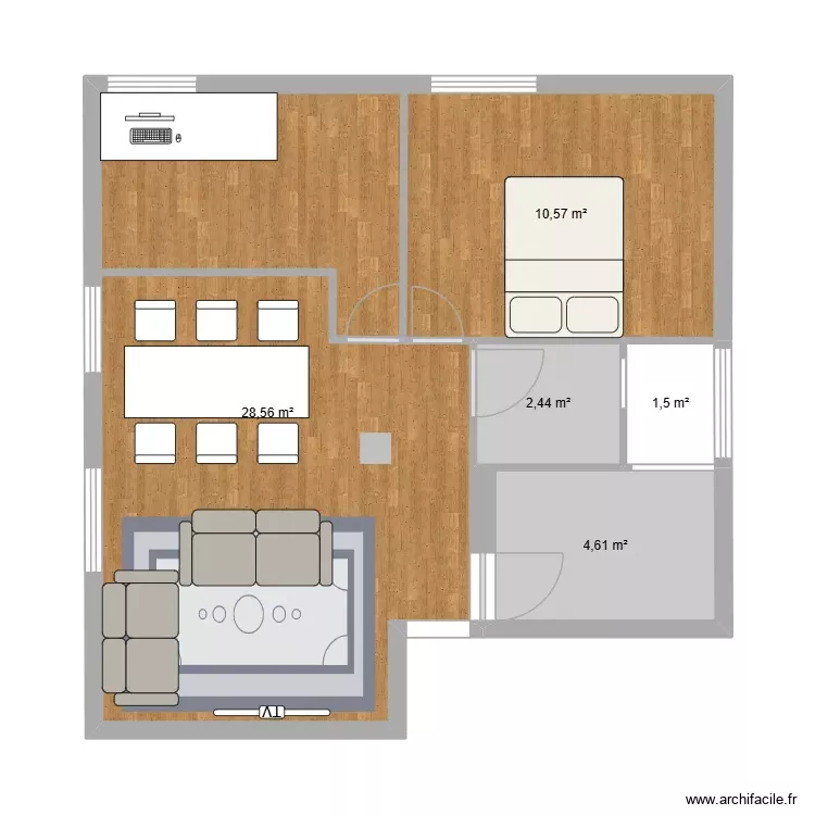 Mi casa correcta. Plano de 5 Habitaciones y 48 m² Mi casa correcta. Plano de 5 Habitaciones y 48 m²