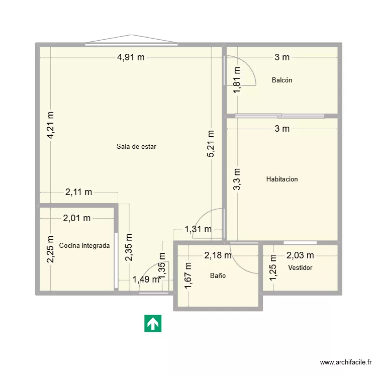 Av. Garay 612, 3er piso, final. Plano de 