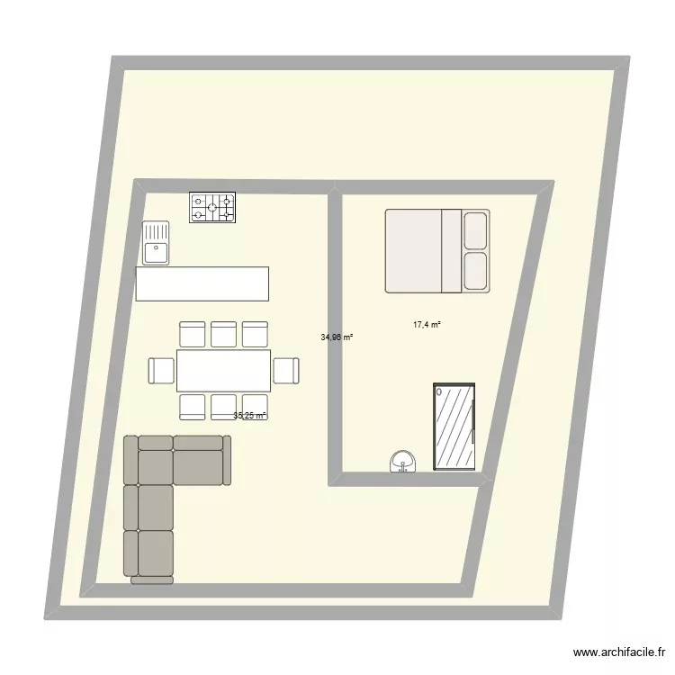 CASA2. Plano de 3 Habitaciones y 150 m²