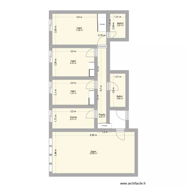 Nuevo plano casa Zarco hermanos. Plano de 8  y 68 m²