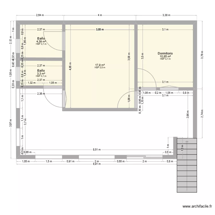 02 CASA. Plano de 4  y 36 m²