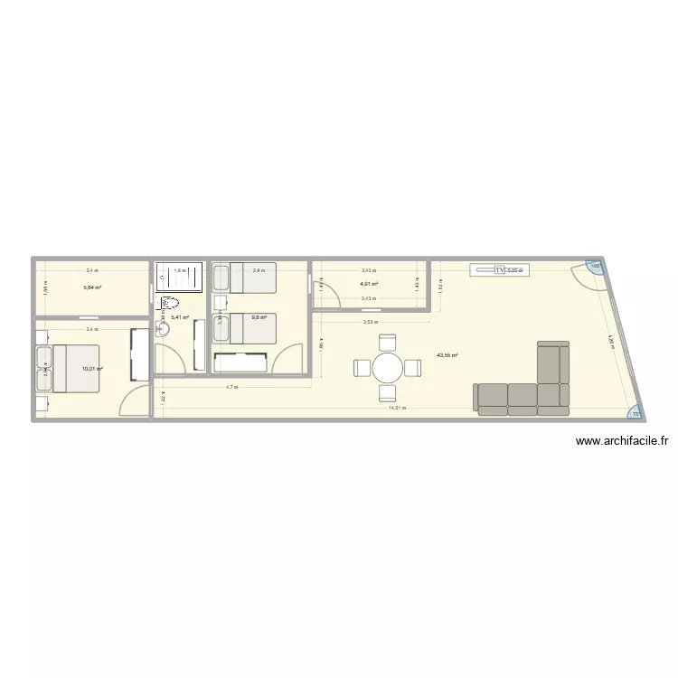 PLANTA ALTA OPCION3. Plano de 6 Habitaciones y 79 m² PLANTA ALTA OPCION3. Plano de 6 Habitaciones y 79 m²